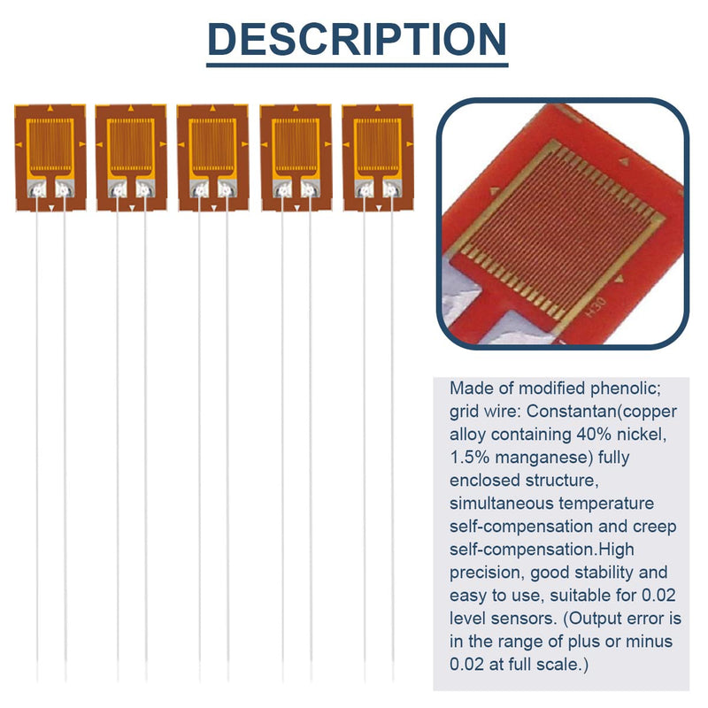 DAOKAI 10pcs BF350-3AA 350 Ohm High Precision Pressure Resistance Foil Strain Gauges for Pressure Sensor Load Cell with 20pcs DMS Connector