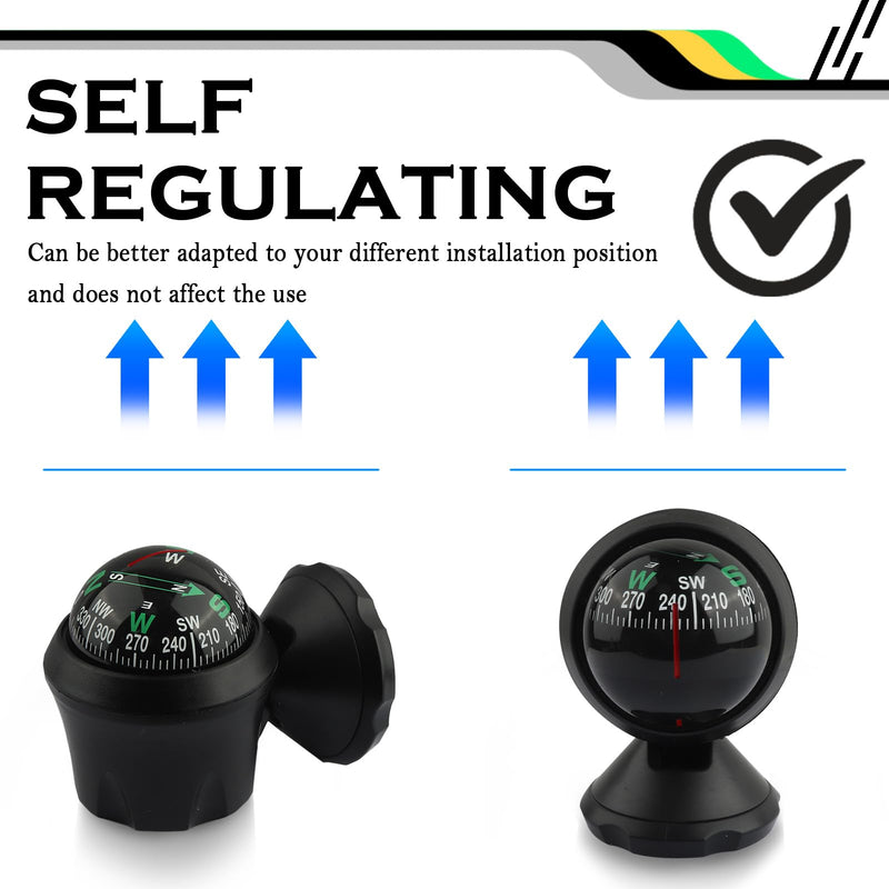 Compass for Car with Bottom Stick Car Compass Ball,Adjustible and Night Vision Car Compass Dashboard for Find Direction,Universal Car Accessories for Boat Car Truck SUV