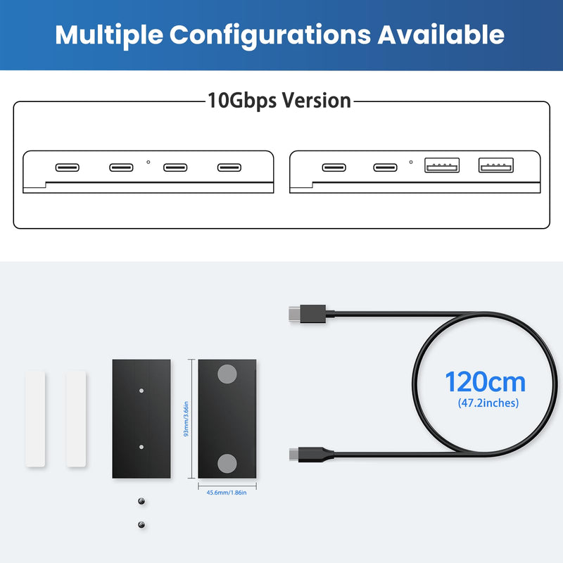 EJAY 5-in-1 Magnetic USB 3.0 Hub with SD/TF Card Reader, 2 USB-A + 1 USB-C Ports, Includes Sliding Rail, Screws & Sticky Pads for MacBook Laptop PC Hub+1 Slide Rail Black