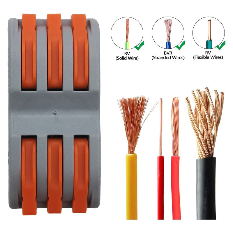 Cable connector, CESFONJER SPL-3 connection clamps, quick connection clamp cable connector, with operating lever Bilateral conductor clamp (12 pcs) SPL-3/12 pcs