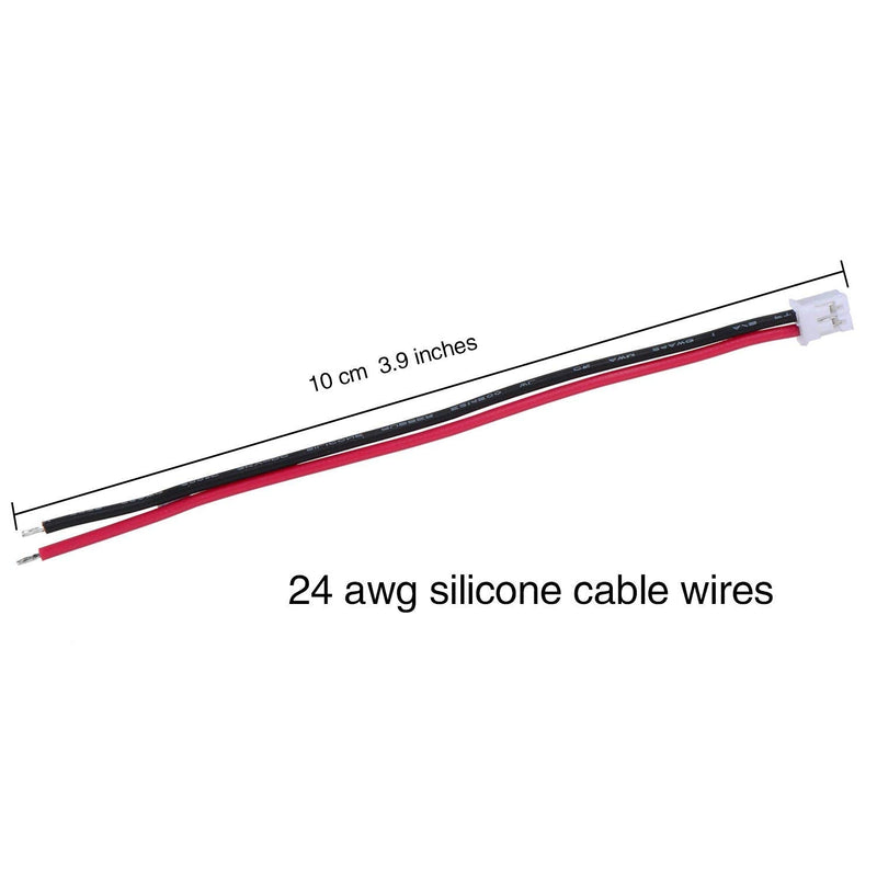 GTIWUNG 20 Pairs JST Connectors, JST 2.0mm 2 Pin Plug with 80mm Cable Wire, JST 2.0 PH 2 Pin Connector Plug, 2-Pin Connector Plug Male & Female