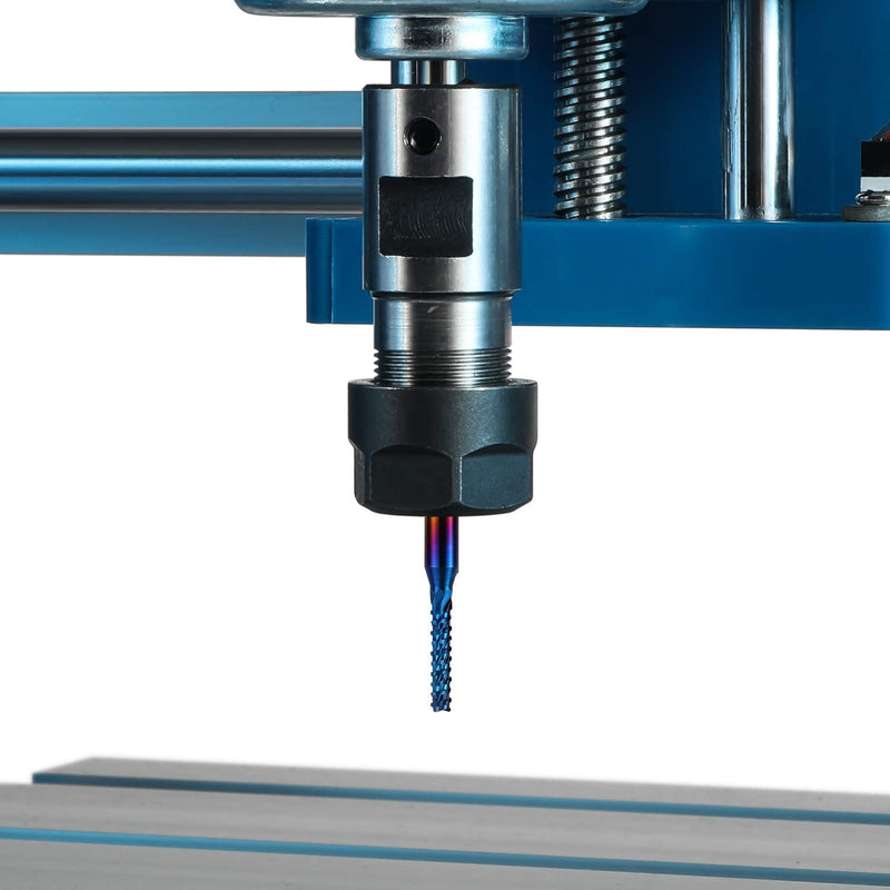 Genmitsu end mill set with a total of 40 CNC router bits, 3.175mm (1/8") shank, CNC milling cutter set with 2-groove flat and ball nose milling cutters, Nano Blue coating & titanium coating, MC40A MC40A (40PCS)
