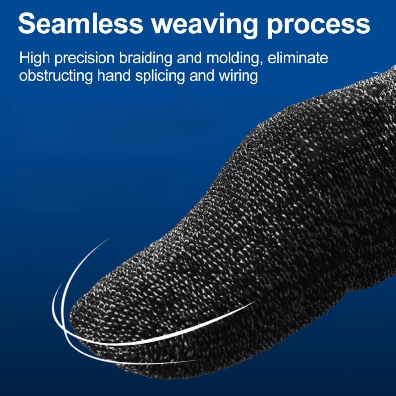 30 Pcs Cell Phone Gaming Finger Sleeve for Gaming Mobile Game Controller Finger Thumb Sleeve Anti Sweat Breathable Seamless Touchscreen Finger Cover Silver Fiber for Phone Game(Blue Brim)