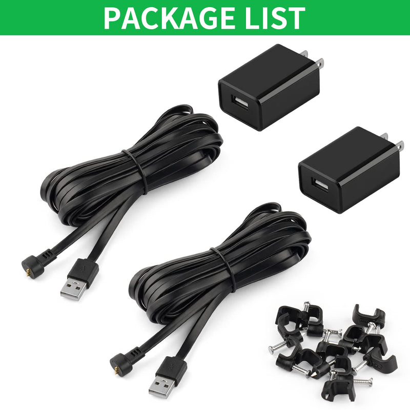 2Pack Power Cable Compatible with Google Nest Cam Outdoor or Indoor, Battery, 30Ft/9.1m Weatherproof Outdoor Cable Continuously Charging Your Nest Camera (Black) Black