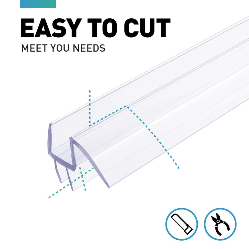 Shower Door Bottom Seal, 2 PCS 3/16" x 36" Shower Door Sweep for 3/16 Inch Glass, Frameless Glass Shower Door Seal Strip, Stop Shower Leaks and Create a Water Barrier For 3/16" Glass
