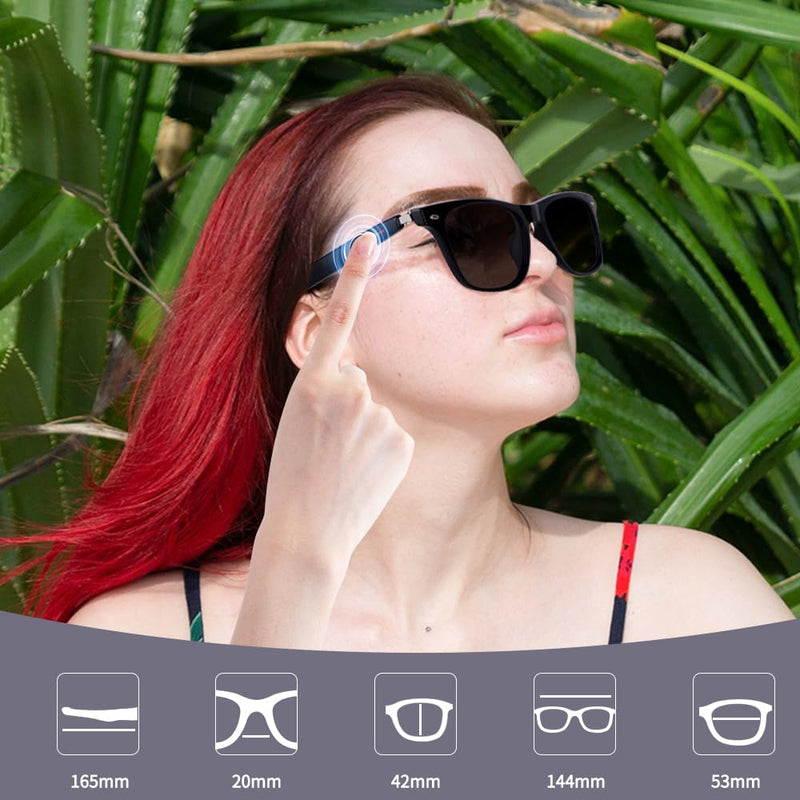 Smart Glasses for Men Women with AAC Speaker Open Ear Music Remote Photo Voice Assistant Hand-free Calling, Unisex Audio Intelligent Bluetooth 5.0 Sunglasses Fits Smaller Faces, Great Gift for Friends C