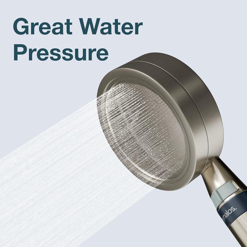 Handheld Filtered Shower Head with Handheld Handle - High Pressure Shower Heads With Filter To Reduce Chlorine & Soften Water - Easy to Install Detachable Filtered Shower Head For Hard Water Handheld Shower Head Brushed Metal