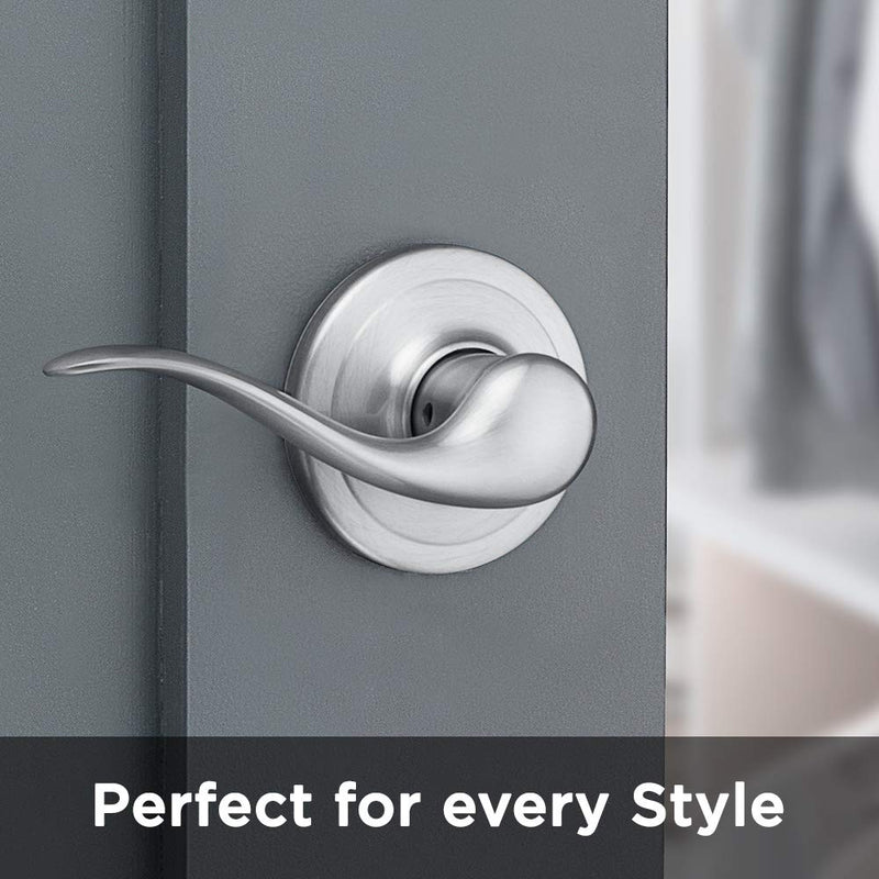 Kwikset Tustin Interior Passage Door Handle, Lever For Closet and Hallway Doors, Reversible Non-Locking Handle Lever, Satin Nickel, with Microban Protection (Pack of 1)