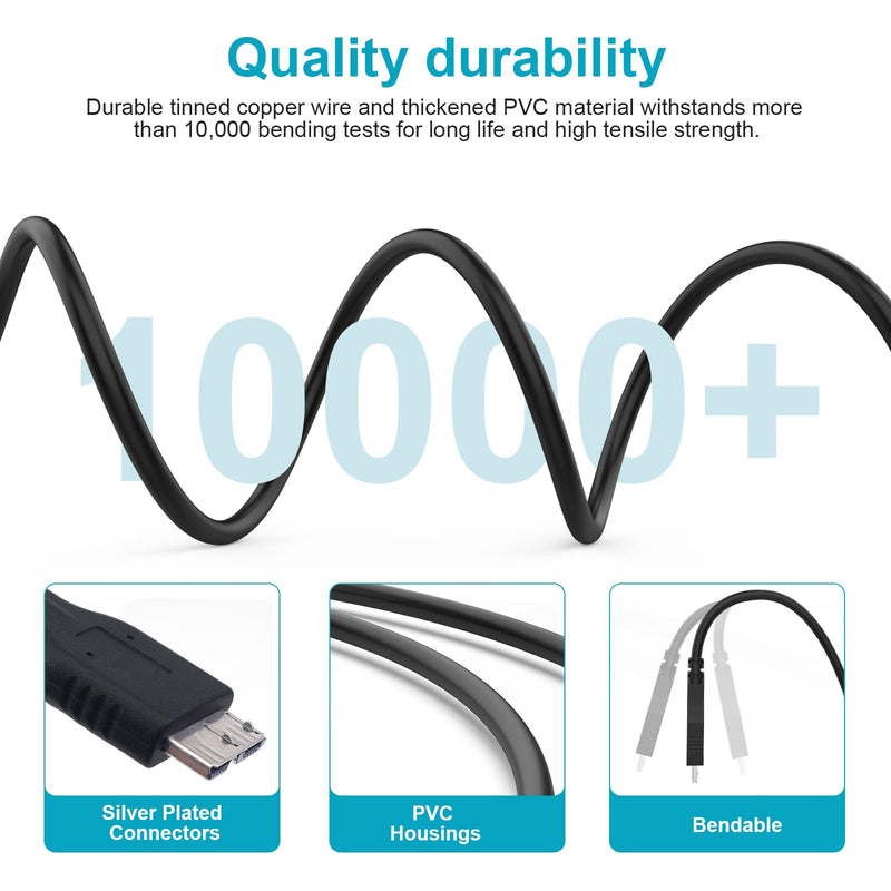 UC-E22 USB Cable Compatible with Nikon D800, D800E, D810, D810A, D850, D500, D5, Canon EOS 5DS, 5DSR, 5D Mark IV, 7D Mark II, FujiFilm GFX50S, X-T2, USB 3.0 A to Micro B Cord