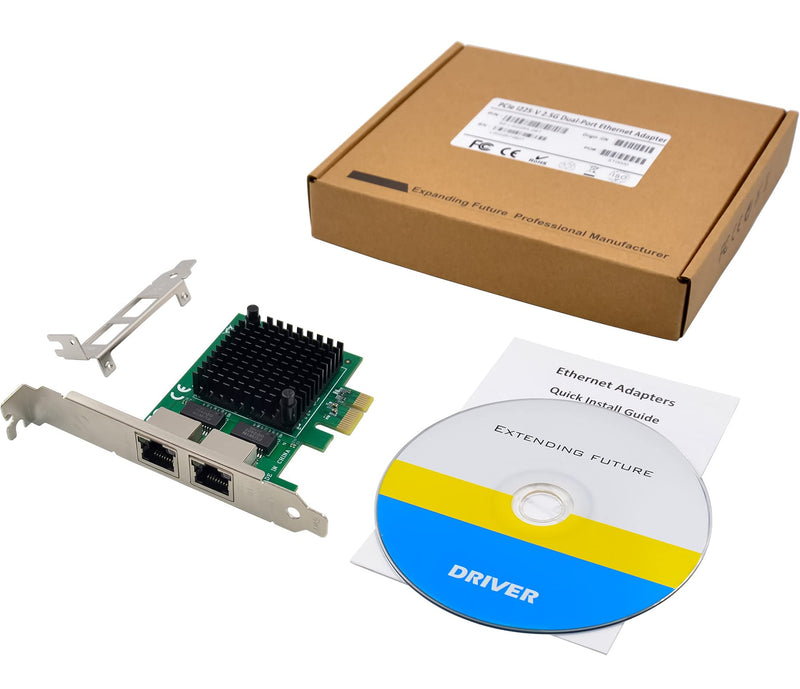 Dual PCIe 3.1 2.5GBase-T Network Adapter with Intel I225-V / I226-V 2500/1000/100Mbps PCI Express Gigabit Ethernet NIC Card RJ45 LAN Controller for Windows 10/11 with Low Profile Bracket