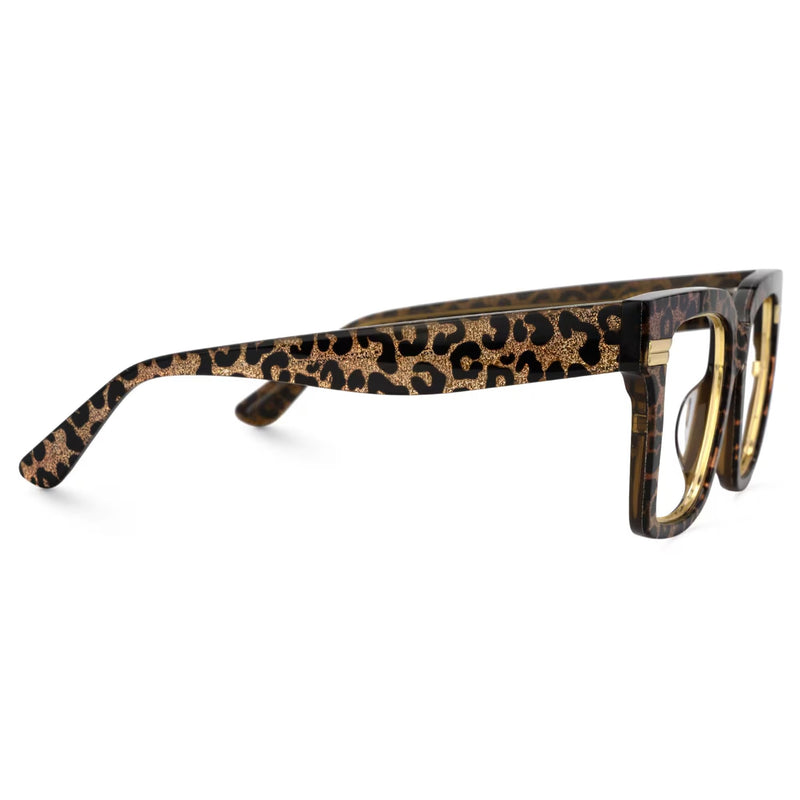 Zeelool Glasses Frame for Women, Personality Fit Glasses Eyeglasses with Non-prescription Clear Lenses Taylor ZJGX799757 Leopard Print Blue Light Blocking Lens