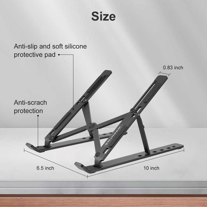 Ergonomic and Foldable Laptop Stand for Desk, Adjustable Riser, Fits All Laptops and Notebooks up to 17,Ultra-Thin,Ventilated Cooling,ABS+Silicone,Black. black