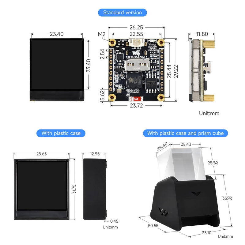 Waveshare ESP32-S3 1.3inch Display Development Board, 240x240 Pixels, ST7789V2 Driver, 6-axis IMU, 262K Colors, SPI Comm, 90° Hardware Rotation Support