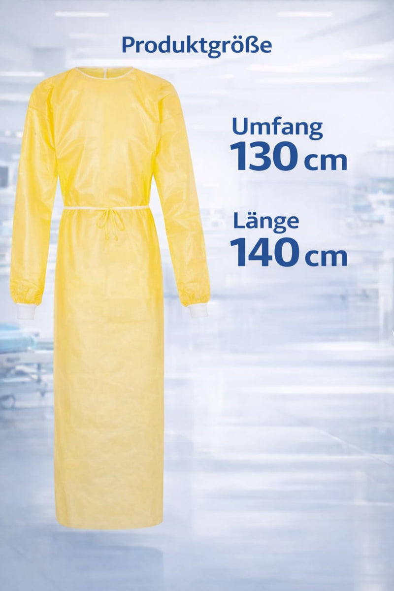 Pack of 10 MRSA Protective Gown Yellow - Disposable Protective Gown with PE Coating, Insulation Gown Surgical Gown Visitor Coat, Hospital Gown, Protective Gown Disposable 10 pieces