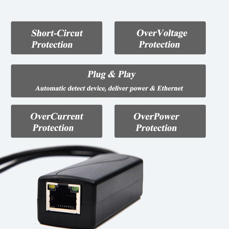 PoE Splitter Gigabit 36W 12V/3A, DC 5.5 * 2.1mm Plug PoE to DC 12V/3A Output, Gigabit Ethernet Comply IEEE802.3bt, Plug and Play (PS5712BG) 5.5 x 2.1mm (PS5712BG)