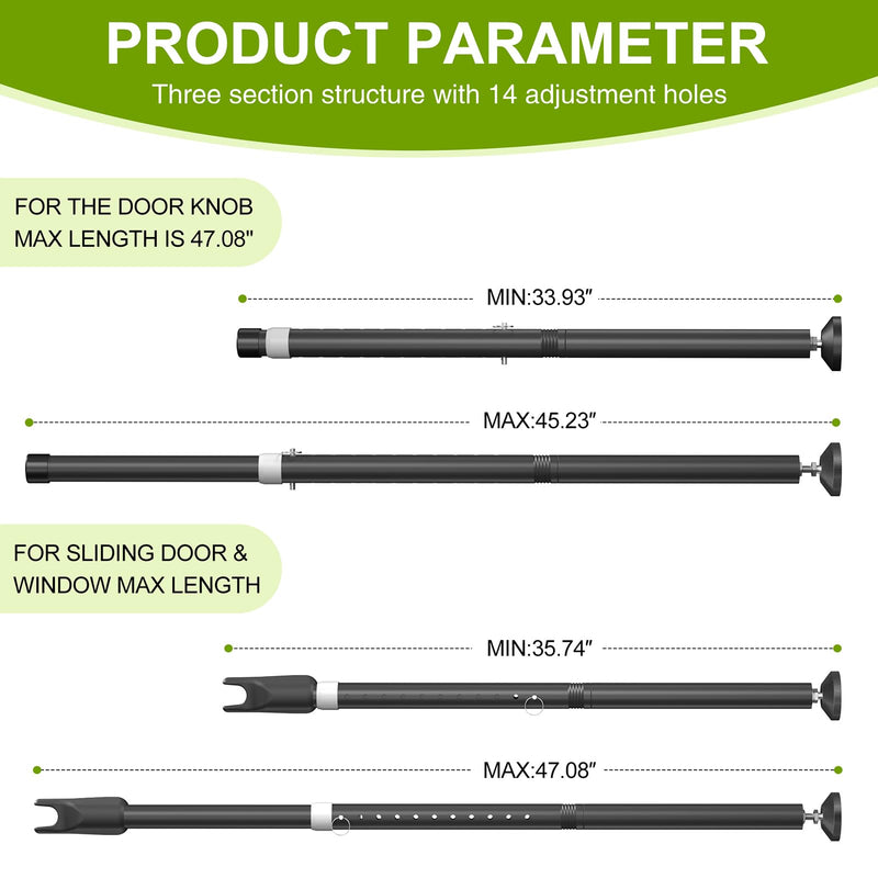 Sliding Glass Door Security Bar, Patio Door Barricade Security Bar, Apartment BarSliding Door Security Bar, Door Jammer, Black, 1 Pack