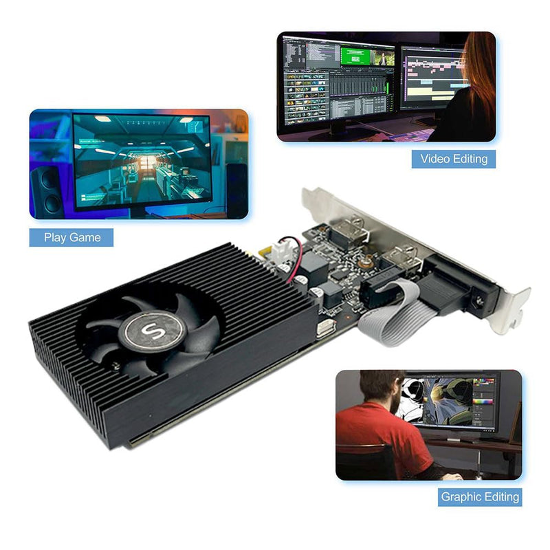 GT 730 2GB DDR3 128-bit, Dual HDMI, VGA, Low Profile Graphics Card, PC Video Card, Computer GPU for Working, Low Power, PCI Express x16, DirectX 11 2G-2HDMI+VGA