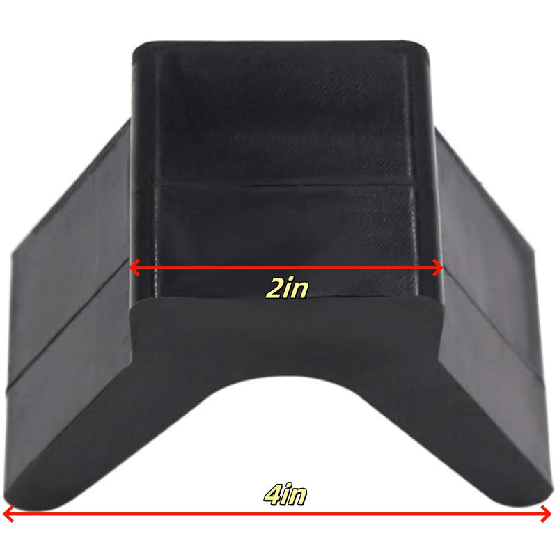 V-Shape Boat Trailer Bow Stop, 2" Width 4" V-Span Rubber Bow y Block, V-Style Trailer Roller Rubber Stoppers for Boats, 1/2 inch Mounting Holes (Non Marking Polyurethane)