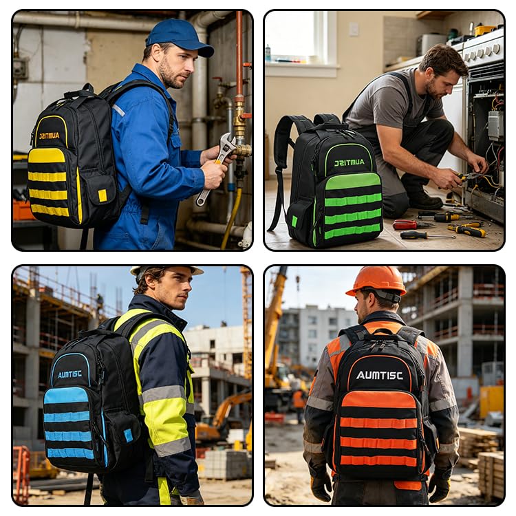 Heavy Duty Tool Backpack Bags Large Toolbox Bag Organizer Storage Backpack, Tool Carrier, Green