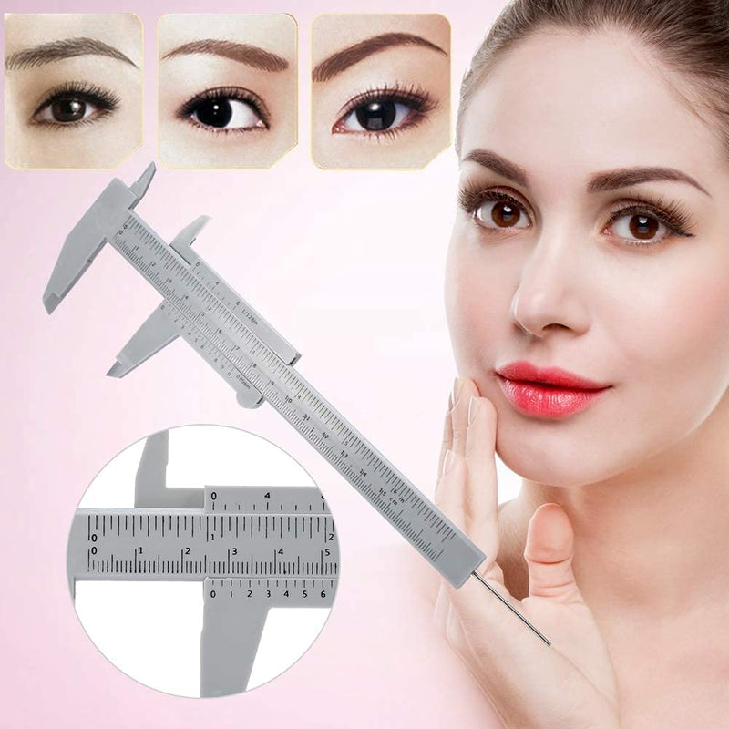 150 mm Eyebrow Ruler, Double Scale Calliper Ruler, Plastic Caliper, Positioning, Eyebrow Ruler, Micrometer, for Permanent Make-Up, Tattoo, Eyebrow Line, Lip