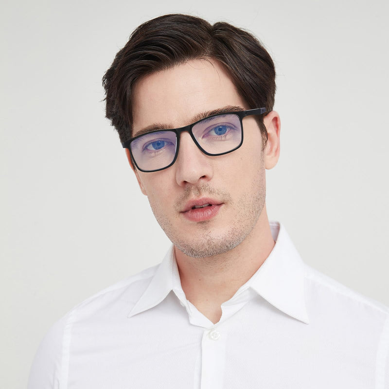 Suertree Reading Glasses for Men, TR90 Sports Blue Light Blocking Readers Comfortable and Lightweight 2 Pack Bblack 200.0 x