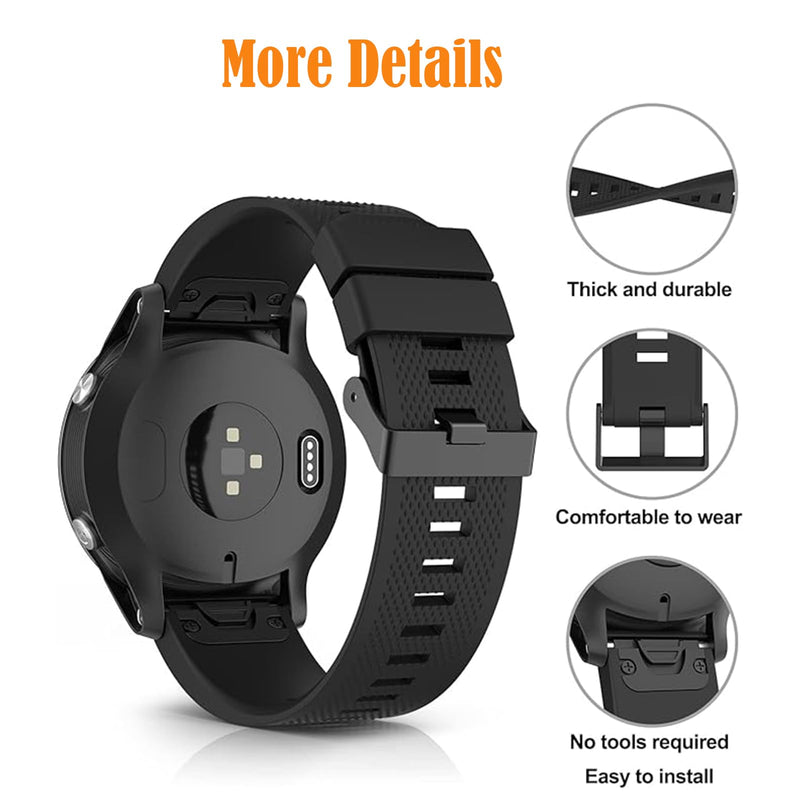 2 Pack Compatible with Garmin Fenix 5 / Fenix 6 / Fenix 7 Band/Fenix 8 Fenix E 47mm, QuickFit 22mm Watch Band for Fenix 7 Pro/Fenix 6 Pro/Fenix 5 Plus Watch Bands Black/Green