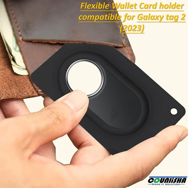 2 pack galaxy tag2 Wallet Holder,Slim Flexible thin Card Case compatible for galaxy tag 2 (2023) tracker for Purse,Clutch bag,handbag,backpack wallet (black) 2 Packs case