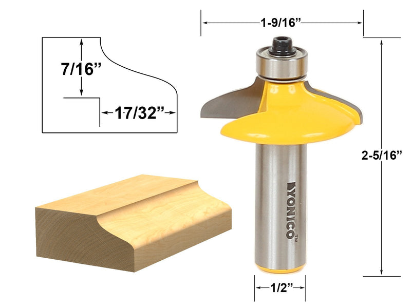 YONICO Cabinet Door Edge Router Bits Set 4 Bit 1/2-Inch Shank 12401 4 Bit Set - 1/2" Shank