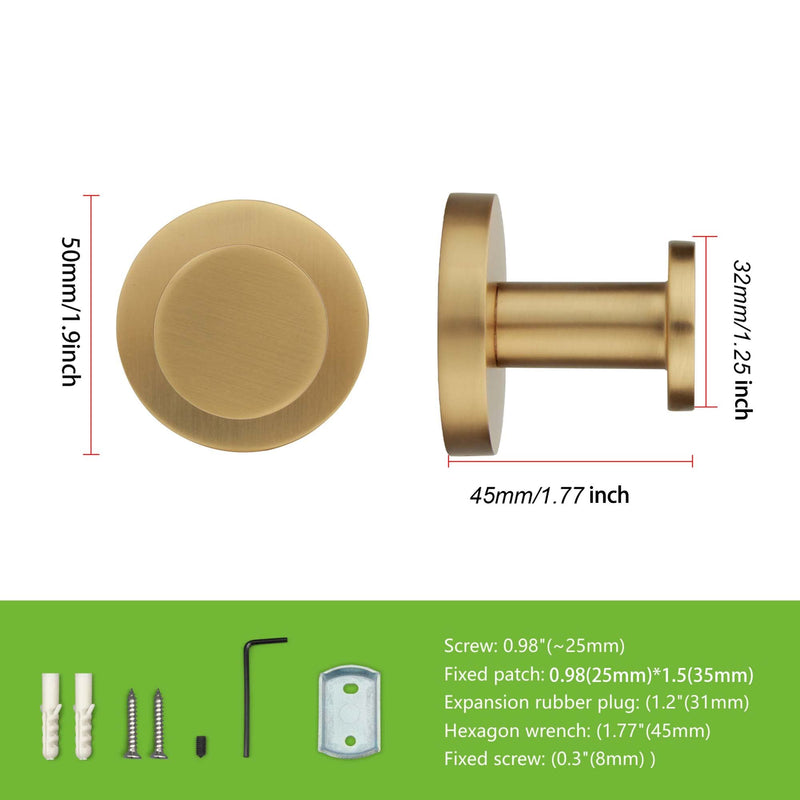 TUNNY 5 Pack Round Towel Hooks-Champagne Gold Modern Coat Hooks Shower Towel Hooks for Bathroom Kitchen Home Storage Champagne Gold