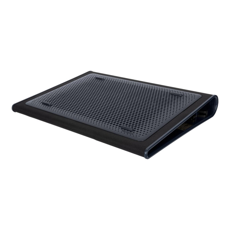 Targus 17 Inch Dual Fan Lap Chill Mat - Soft Neoprene Laptop Cooling Pad for Heat Protection, Fits Most 17" Laptops and Smaller - USB-A Connected Dual Fans for Heat Dispersion (AWE55US) Tilted