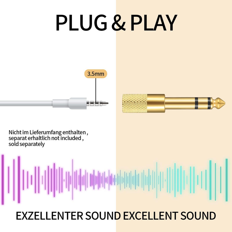 6.35mm (1/4 inch) Male to 3.5mm (1/8 inch) Female Stereo Headphone Adapters, 4 Pcs 3.5mm/1/8'' Female to 6.35mm/1/4'' Male Stereo Audio Adapter Jack Plug for Headphone, Gold Plate
