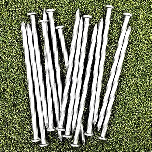 (36-Pack) Premium 6-Inch Turf Nails, Landscape Stakes, Spiral Metal Galvanized Landscape Spikes, Garden Nails for Artificial Turf, Garden Edging, Paver Edging, Timber & More (36)