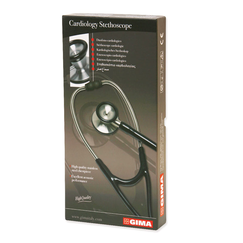 GIMA Cardiology Dual Head Stethoscope - Black Tube Littman Stethoscope Professional Cardiology Stethoscope Lira Nero