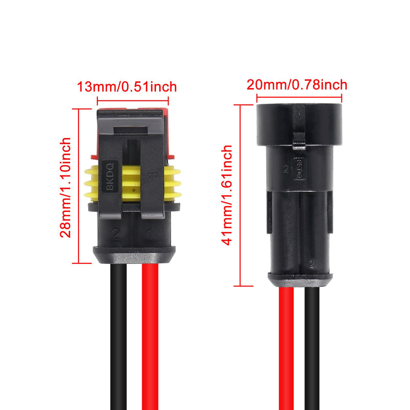 10 Pack 2 Pin Wire Connector 16 AWG Waterproof Automotive Electrical Connectors Deutsch Connector Male and Female Wire Connectors for Car Truck Boat