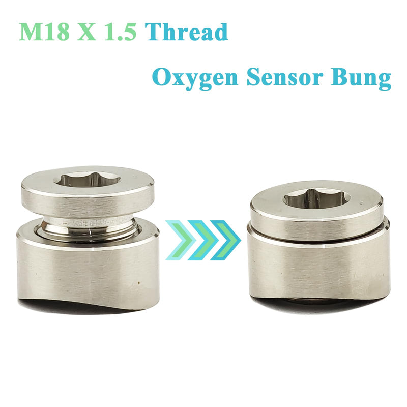 O2 Oxygen Sensor Bung, Universal 304 Stainless Steel Oxygen Sensor Mounting Bungs and Plugs, M18x1.5 Thread Oxygen Sensor Fittings Weld-in Bung, Suitable for 3 inch Pipe- 2 Bungs/2 Plugs Fit 3 inch Pipe