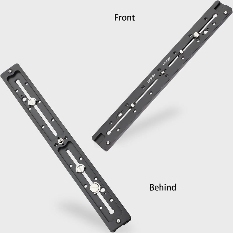 LEFTFOTO 350mm Double Dovetail Slide Rail with Arca Swiss Quick Release Plate,Locating Hole for ARRI,1/4" & 3/8" Threads,Cold Shoe - for DSLR Camera Tripod Ballhead
