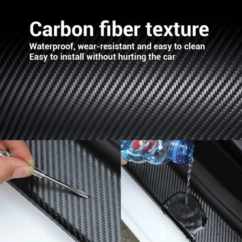 Spurtar Carbon Fiber Vinyl Tape, 2 Inch x 20ft Universal Chrome Black Dry Carbon Fiber Wrap Car Door Edge Guards Detailing Tape Overlay Wrap Roll DIY 3D Protective Anti-Scratch Sticker 5 CM x 600 CM 2 Inch x 20 ft