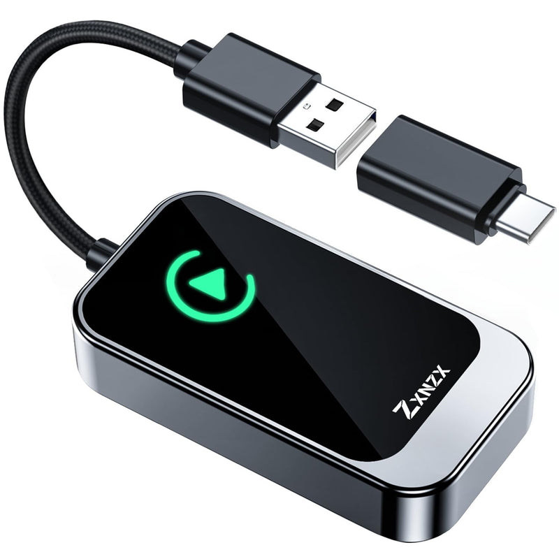 Wireless Carplay Adapter, Plug and Play 2-in-1 Carplay Wireless Adapter for Apple and Android, Wireless Adapter CarPlay Dongle Fits for Factory Wired CarPlay Cars from iOS10+ Black