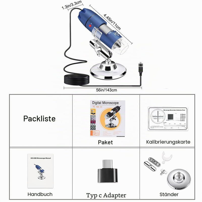 Jiusion 2K HD 2560 x 1440P USB Digital Microscope for Android Mobile Phone and Tablet Windows Mac Linux, 40X to 1000X Magnification Mini Endoscope Handheld Camera for Coin Facial Skin Scalp FA | Mini Endoscope Handheld Camera for Android Mobile Phone T...