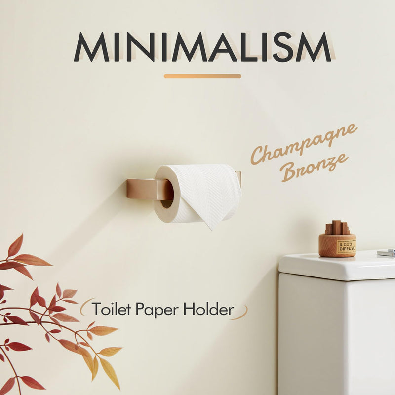 KOKOSIRI Toilet Paper Holder Wall Mount Tissue Paper Dispenser for Kitchen Bathroom Washroom Toilet Roll Holder Champagne Bronze Stainless Steel B2009CPG 1