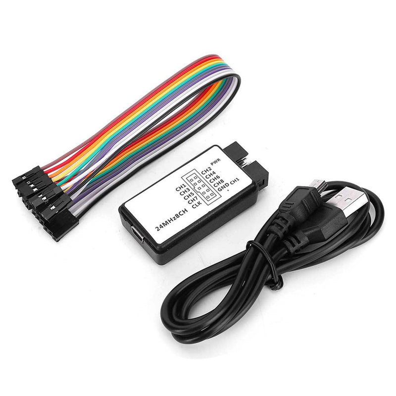 USB Logic Analyzer 8-Channel Input Memory 24 MHz Digital Pocket Size Device Set with Variety of Decoding Functions for Electronic Circuits