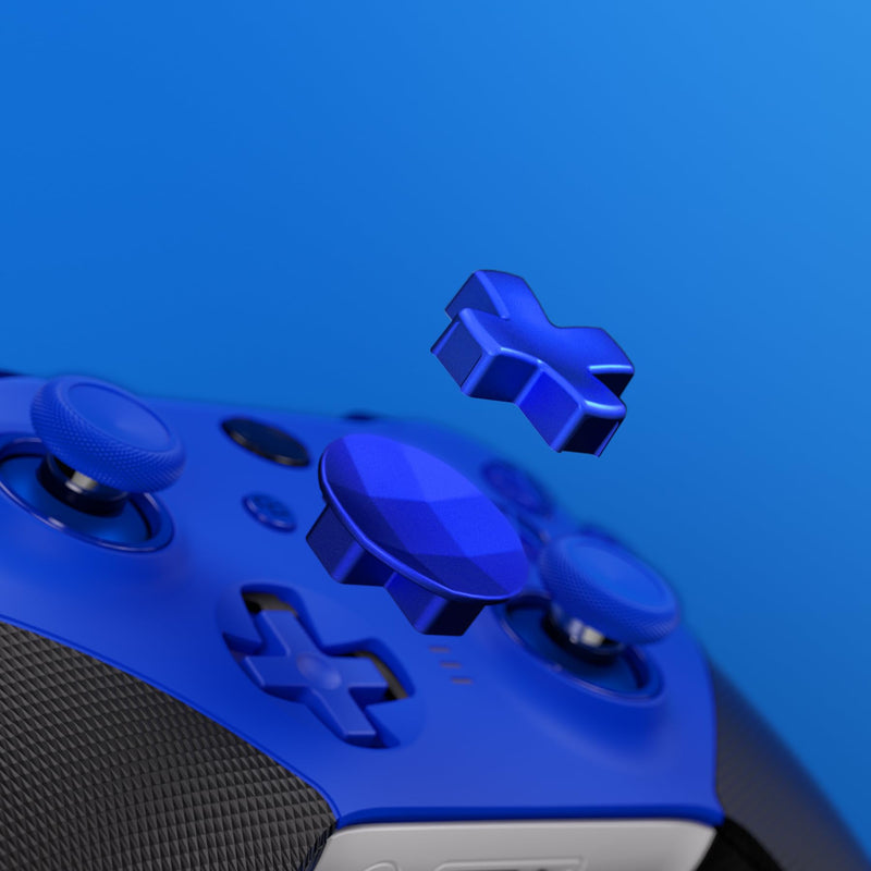 eXtremeRate 13 in 1 Component Pack Kit for Xbox Elite Series 2 Controller, 6 Metal Thumbsticks & Tool, 2 D-Pads, 4 Paddles for Xbox Elite Series 2 Core Controller - Blue & Metallic Silver