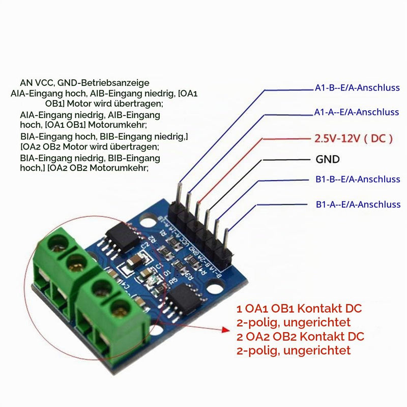 5pcs L9110S DC Stepper Motor Driver Controller Board 2.5-12V H-bridge for Arduino with Dupont Cable Male to Female 30 Pin, 28AWG Wire
