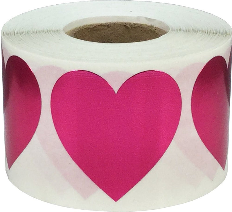 Metallic Rose Heart Stickers Valentine's Day Crafting Scrapbooking 1.5 Inch 500 Adhesive Stickers Metallic Rose