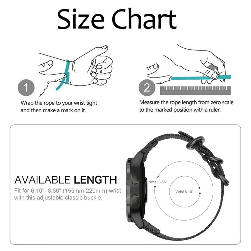 Fintie Quick Release Nylon Band 22mm Replacement Sport Strap Compatible with Garmin Vivoactive 4 45mm, Venu 3/Venu 2 45mm, Forerunner 255 46mm Black