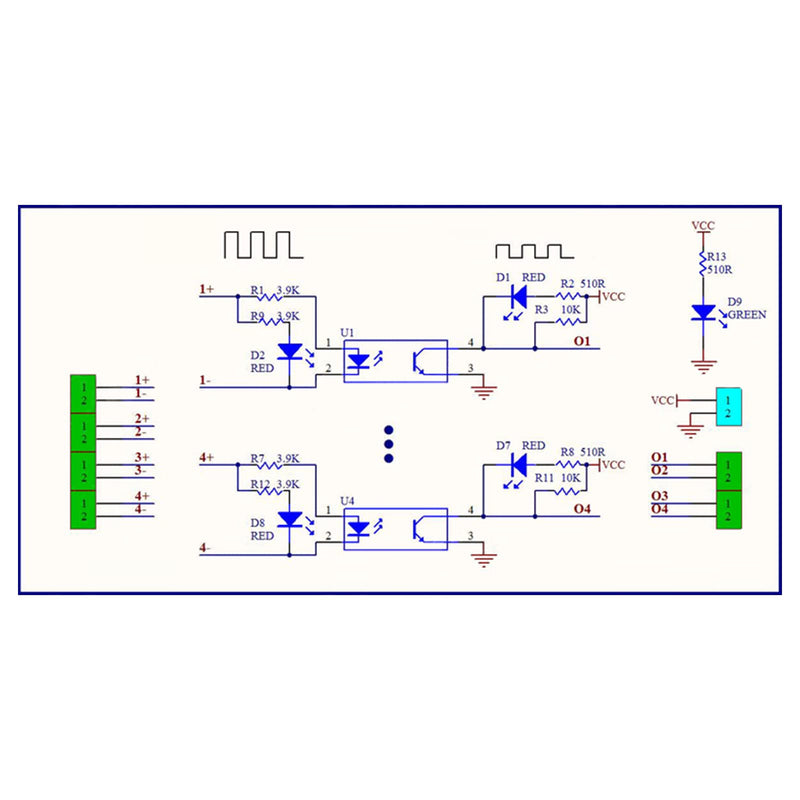 4 Channel Optocoupler Isolator Board PNP Signal Converter Module PNP NPN to PNP 24V to 5V