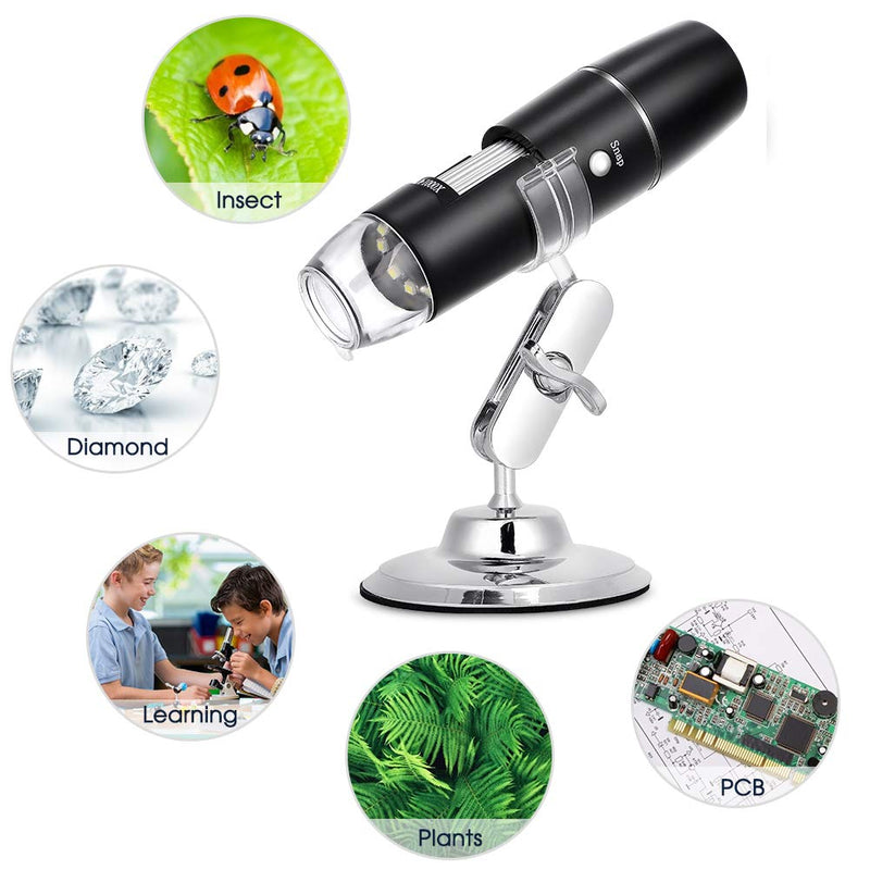 Digital Microscope 50X to 1000X, USB WiFi Microscope Wireless Digital Mini Handheld Endoscope Inspection Camera with 8 Adjustable LED Lights, Compatible with Android, iOS Phone
