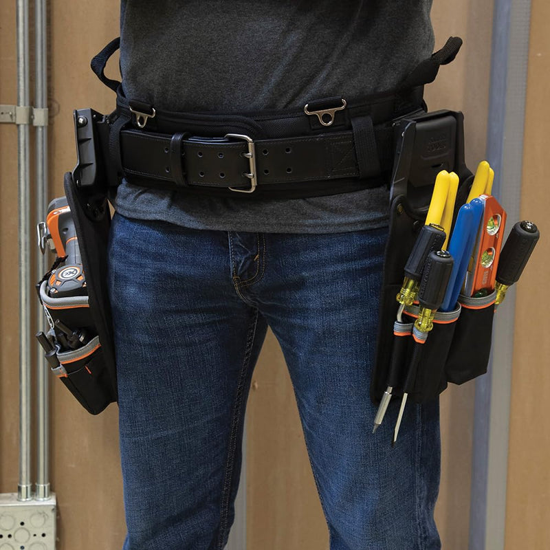 Klein Tools 55919 Electrician Tool Belt for use with Modular Pouches from Klein Tools Click Lock Modular System, Size L Large Tool Belt