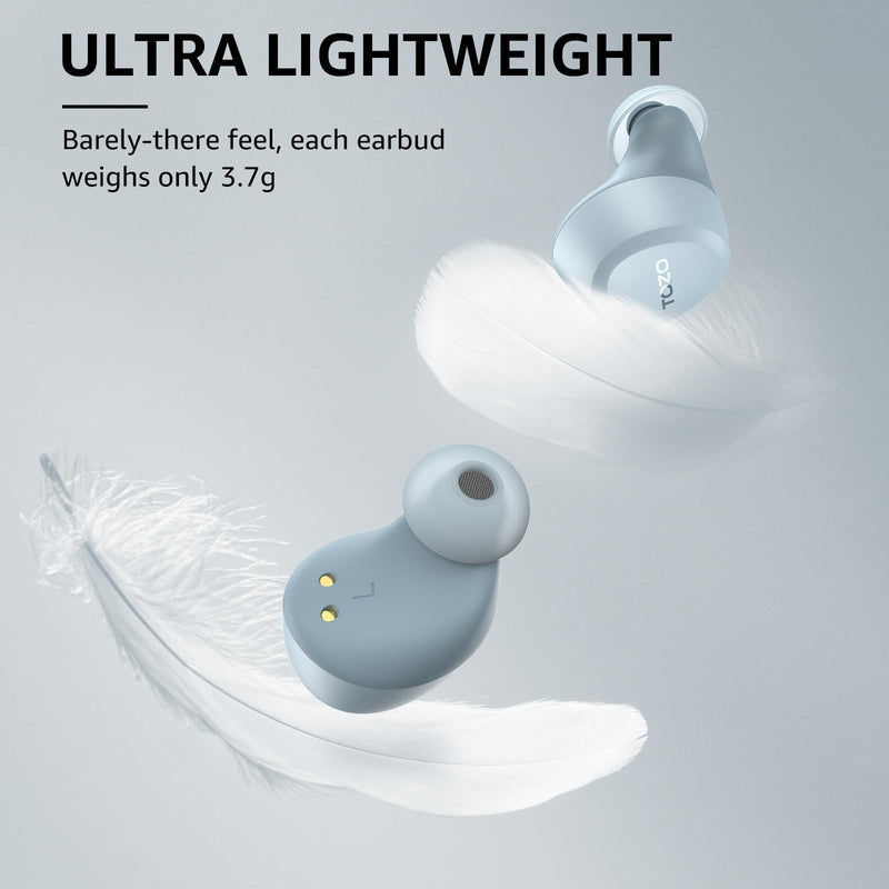 TOZO A1 Wireless Earbuds Bluetooth 5.3 Light-Weight in Ear IPX5 Waterproof Headphones 2 Mic for AI Calls, Immersive Premium Sound Bass Headset with Charging Case, 32 Presets EQ Customization via App Blue Small Classical Edition