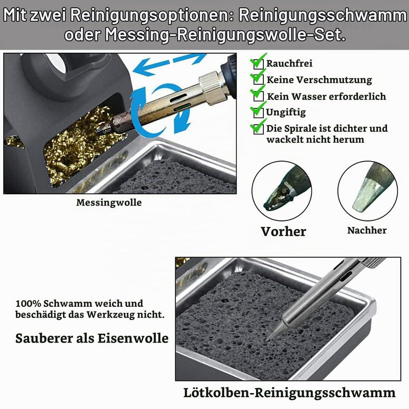 Soldering Iron Stand Soldering Station T12 with Sponge & Cleaning Ball | Universal soldering iron holder, heat resistant, metal base, for electronics, repairs, workshop and hobby soldering